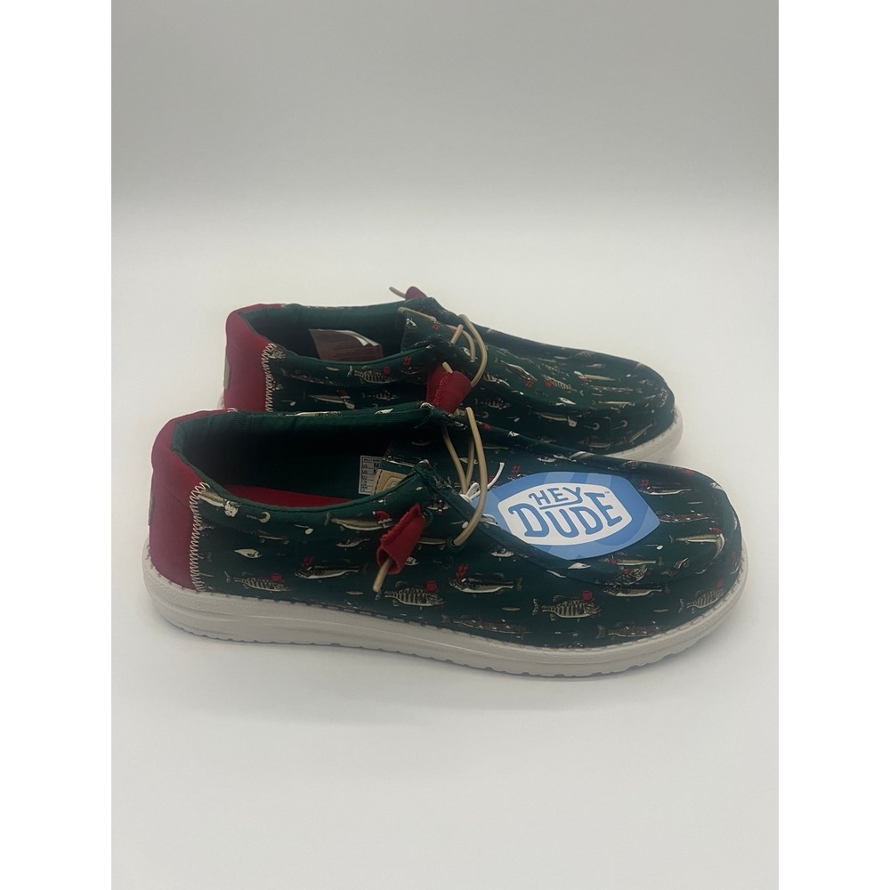 NWT Hey Dude Wally Merry Fishmas Lure Christmas‎ Slip On Comfort Shoes Mens 11